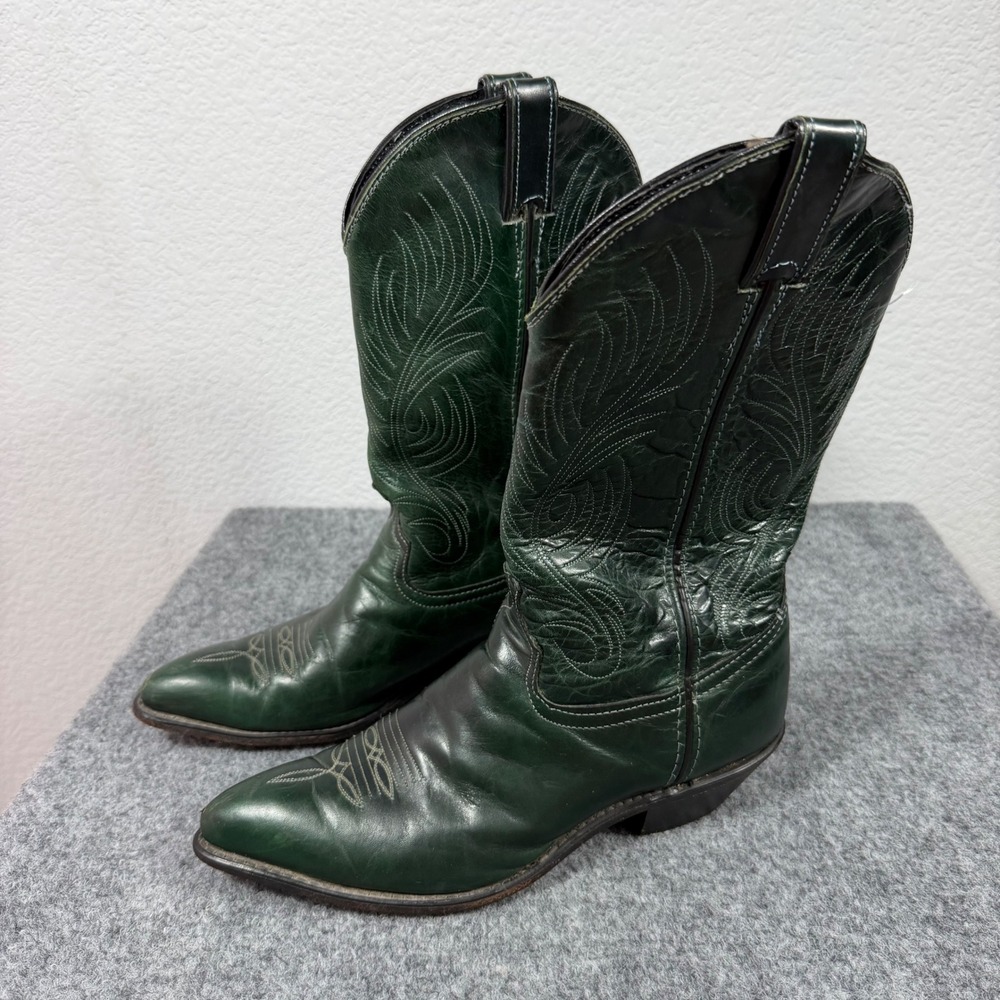 Code West Wild Wild West Cowboy Boots Womens 9 M Green Leather Embroidered GUC